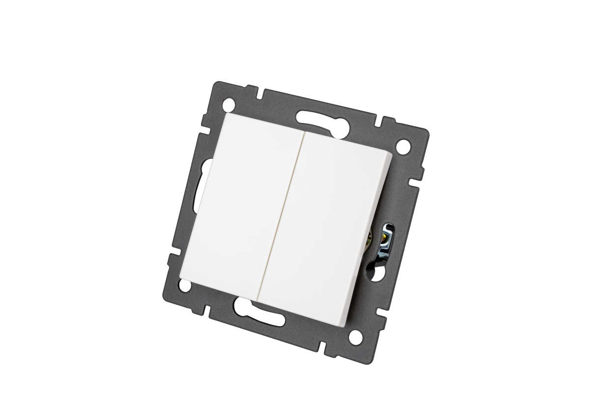 Механизм выключателя двухклавишный проходной Arlight SWT-MKP2-PL-WH-V (250V, 10A) 049892