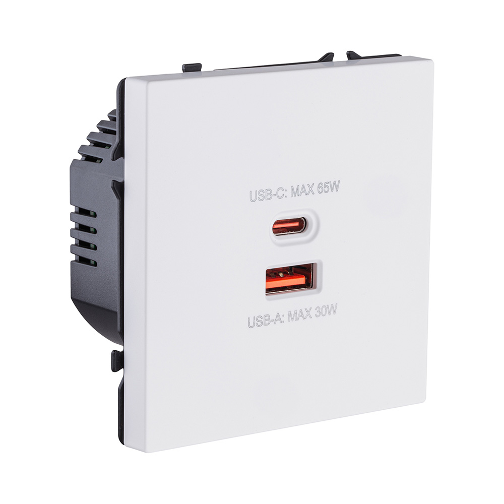 Розетка USB A+C 65W, белый матовый Kollinger Eclipse EC-024WH