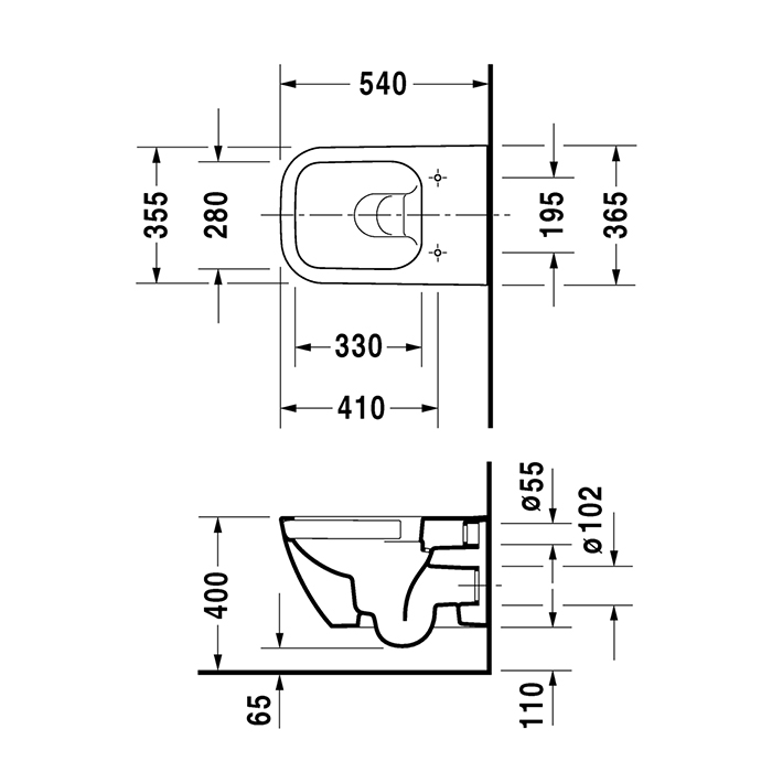Duravit Happy D.2 Унитаз 54х36.5см., подвесной, безободковый, с сиденьем, с креплением, цвет: белый