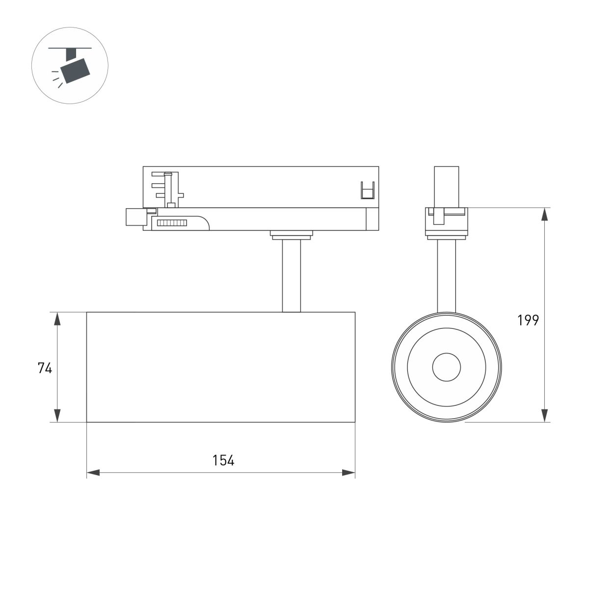 Трековый трехфазный светильник Arlight LGD-GERA-TRUECOLOR-4TR-R74-20W Warm3000 CRI98 (Белый, 15 deg, 230V) (IP20 Металл) 059907