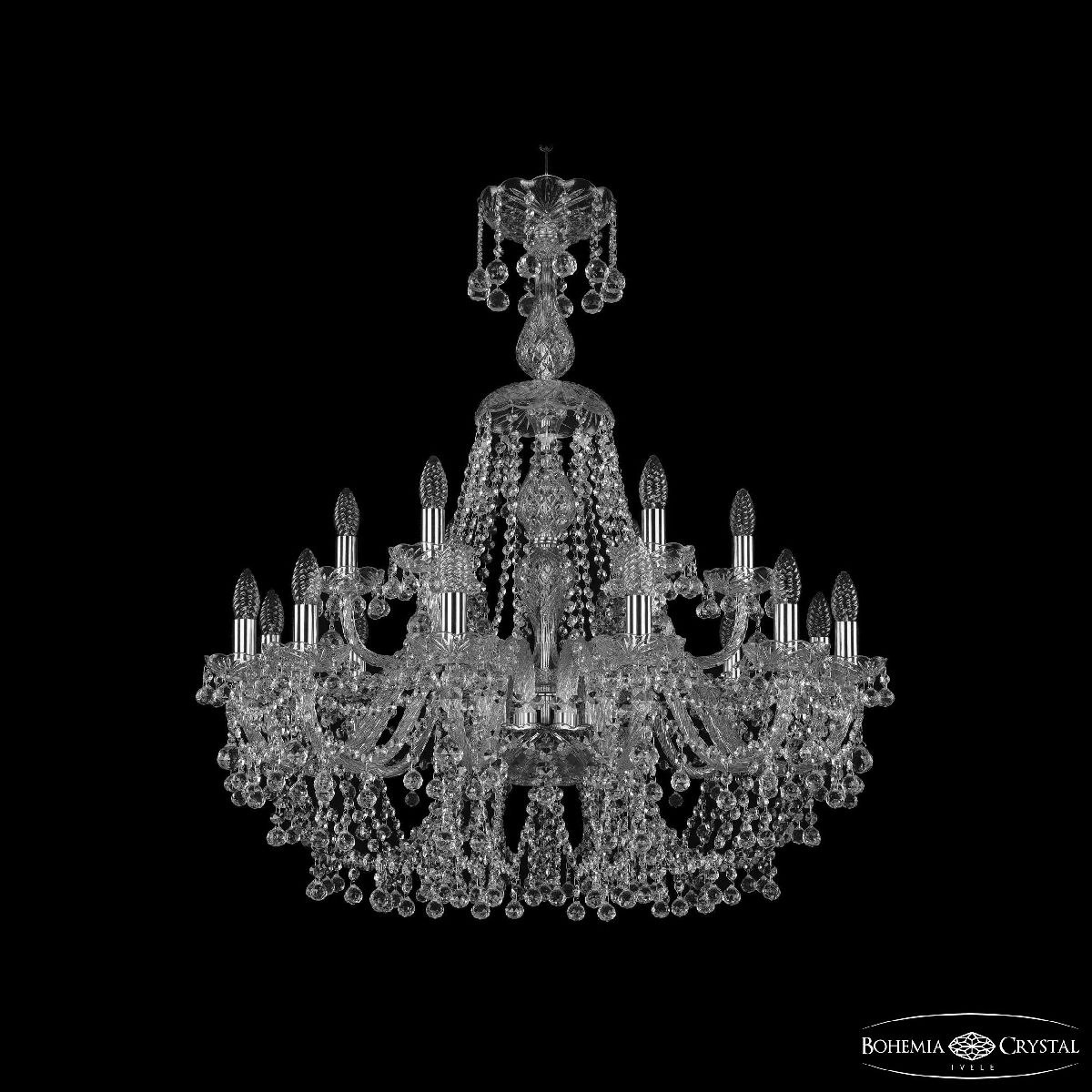 Подвесная люстра Bohemia Ivele Crystal 1409/12+6/300/XL-95 Ni