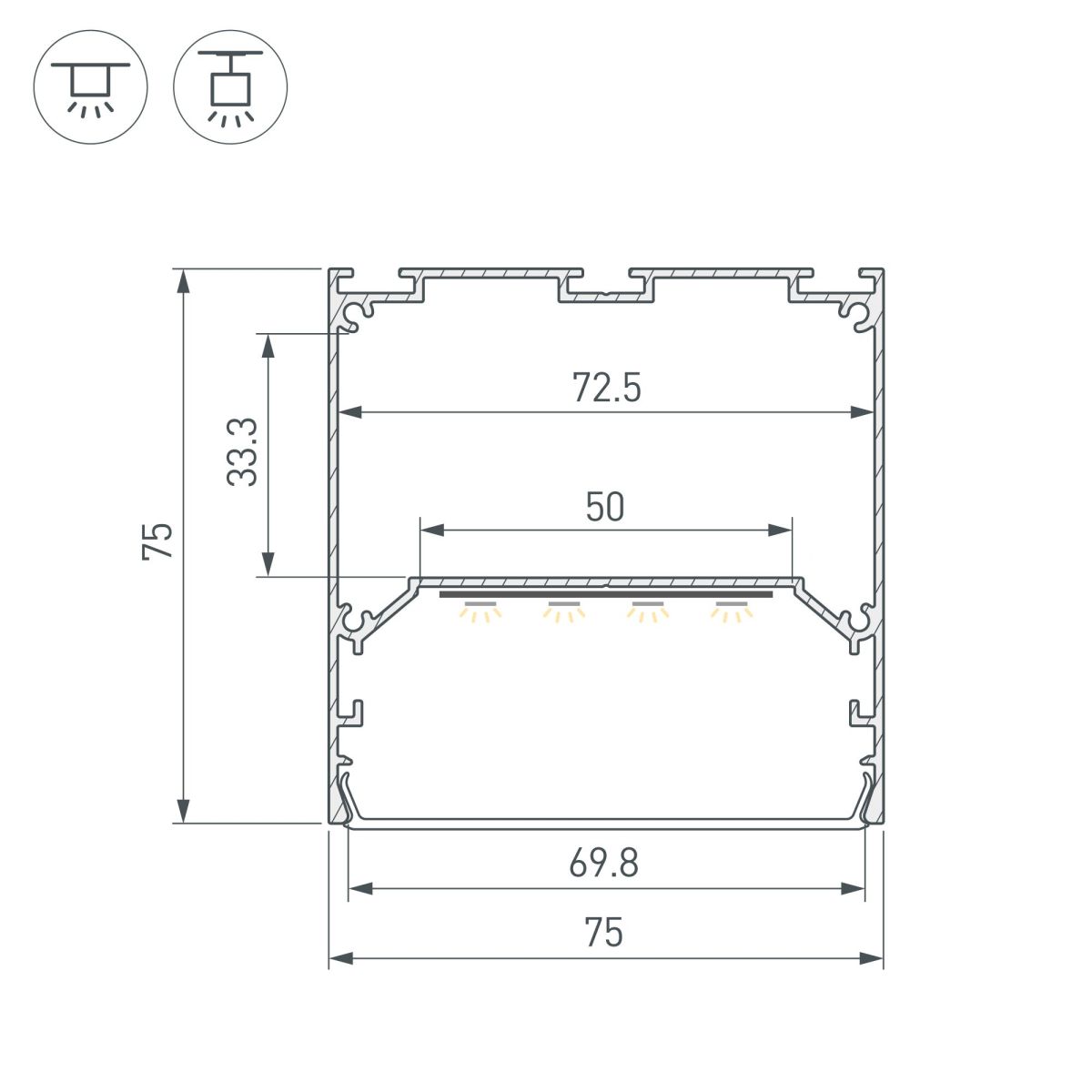 Профиль Arlight LINE-M-7575-2500 WHITE 058158
