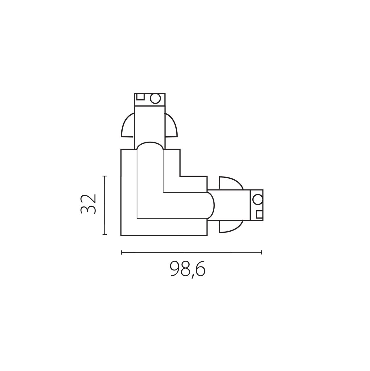 Соединение угловое перекидное с подводом питания к треку 5040xx-(F)/(R) Lightstar Quattro 504126-FRPS
