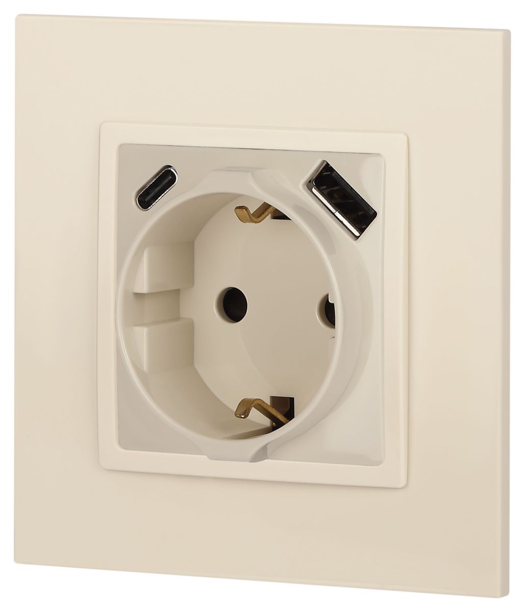 Розетка со шторками с USB type-A+C Эра Elegance 14-4108-02 Б0067725