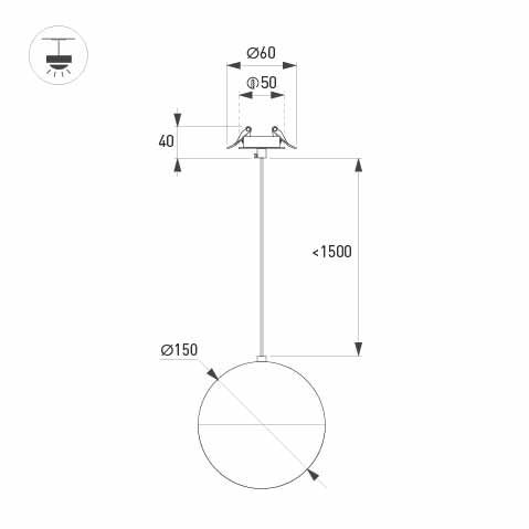 Подвесной светильник Arlight SP-EMISFERO-HANG-BUILT-R150-11W Warm3000 (GD, 170 deg, 230V) 056592