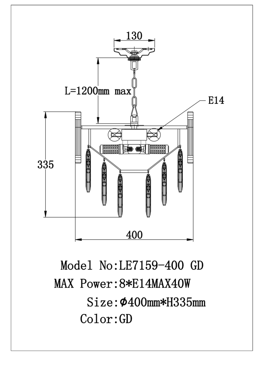Подвесная люстра Noemi LE7159/400 GD