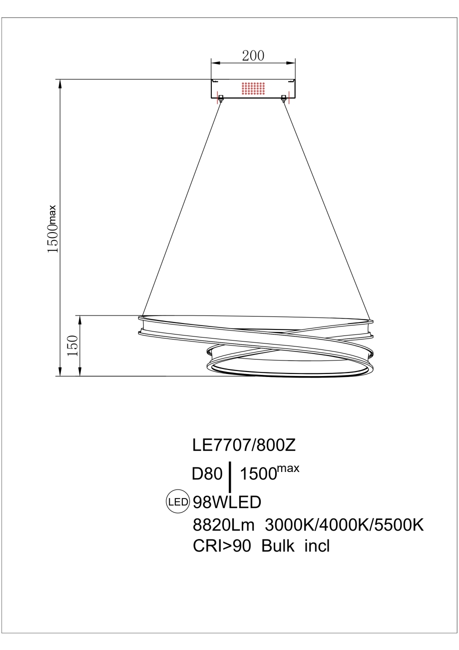 Подвесная люстра Aida LE7707/800Z Black Chrome