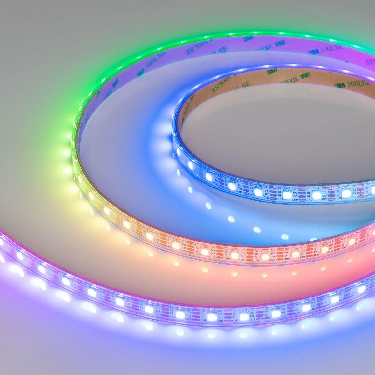 Светодиодная лента герметичная Arlight SPI-P-B60-12mm 5V RGB-PX1-BPT (12 W/m, IP66, 5060, 5m) 041167