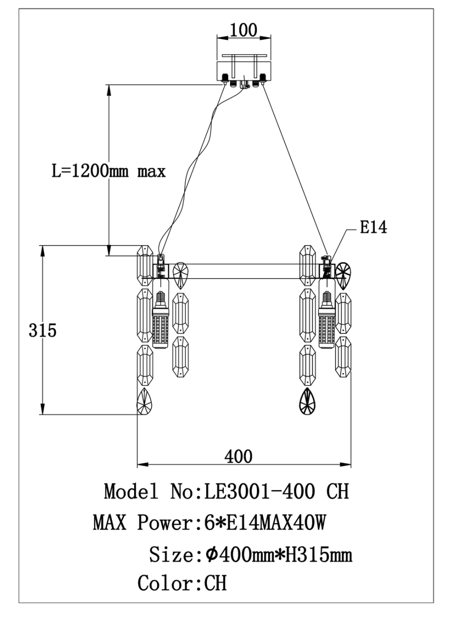 Подвесная люстра Elien LE3001/400 CH