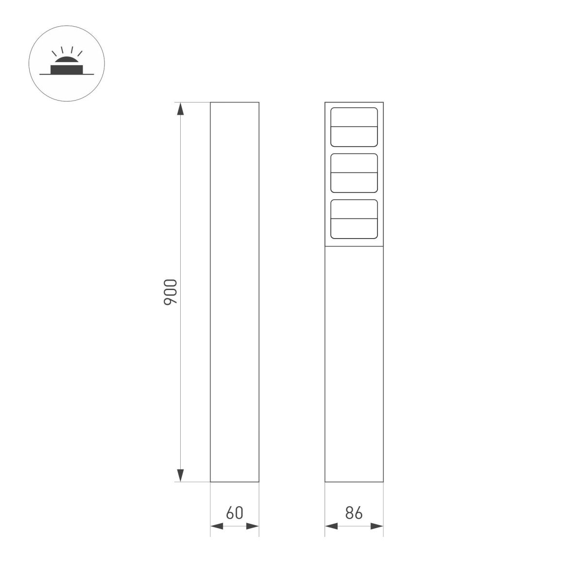 Ландшафтный светильник Arlight LGD-TILLIS-BOLL-H900-12W Warm3000 (GR, 92 deg, 230V) 050729