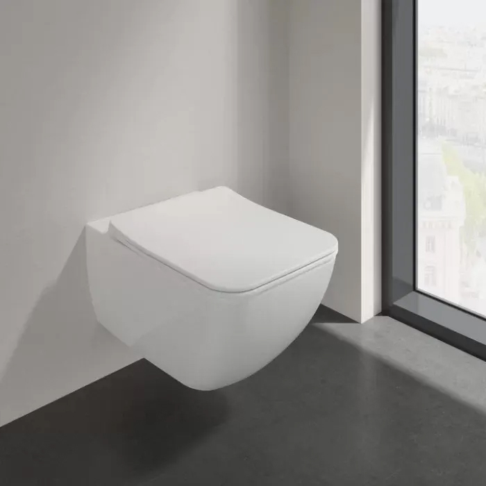 Villeroy&Boch Venticello Унитаз подвесной 375*560*330, безободковый, в комплекте сиденье SlimSeat Line, микролифт, цвет альпийский белый