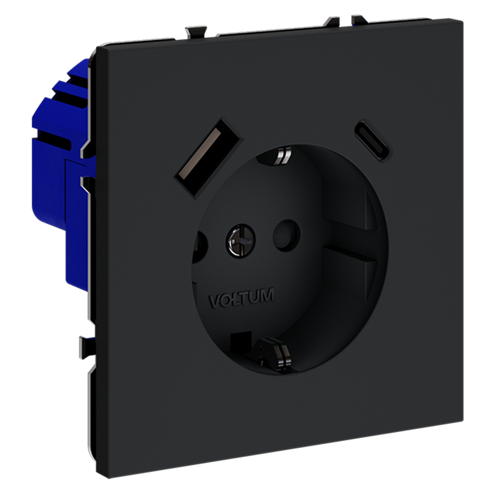 Розетка с USB, A+C Voltum S70 VLS040507 (графит)