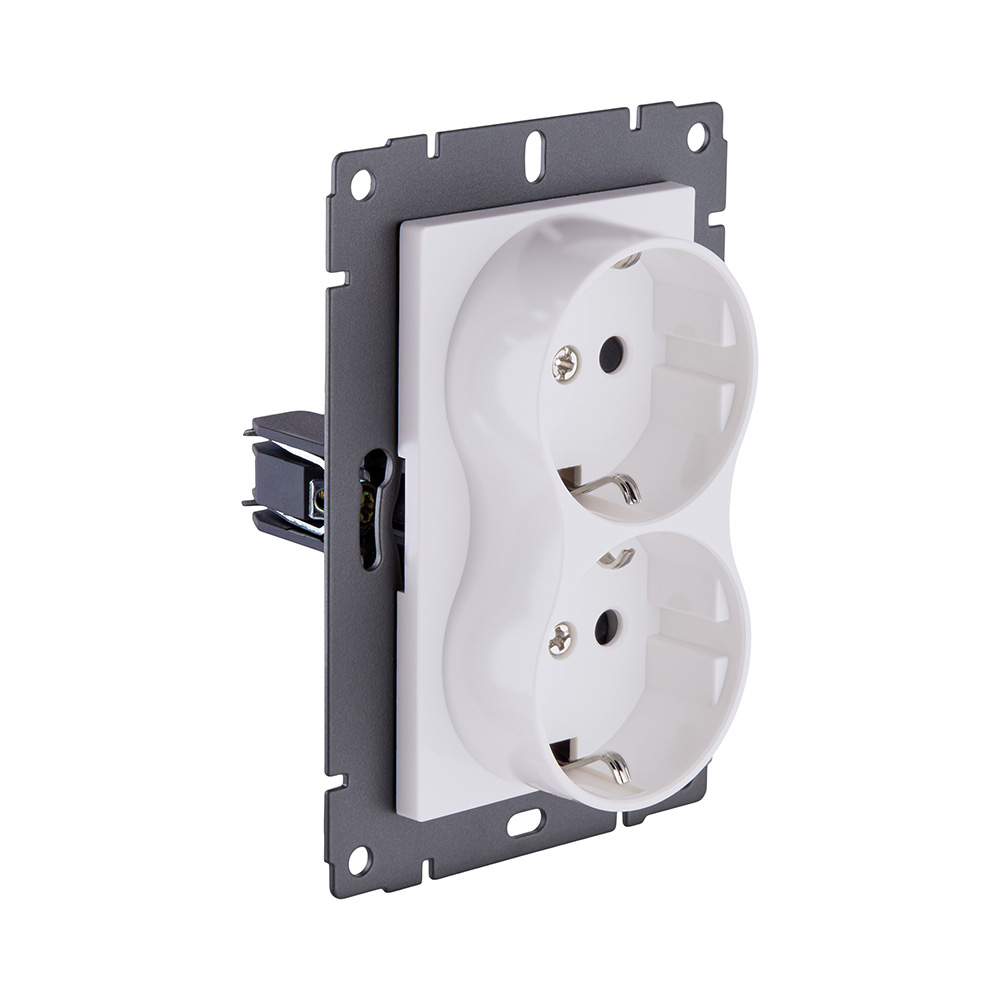 Розетка штепсельная SCHUKO двойная 16A/250 В, белый матовый Kollinger REA-032WM для Aspekt, Eleganz, Reflex