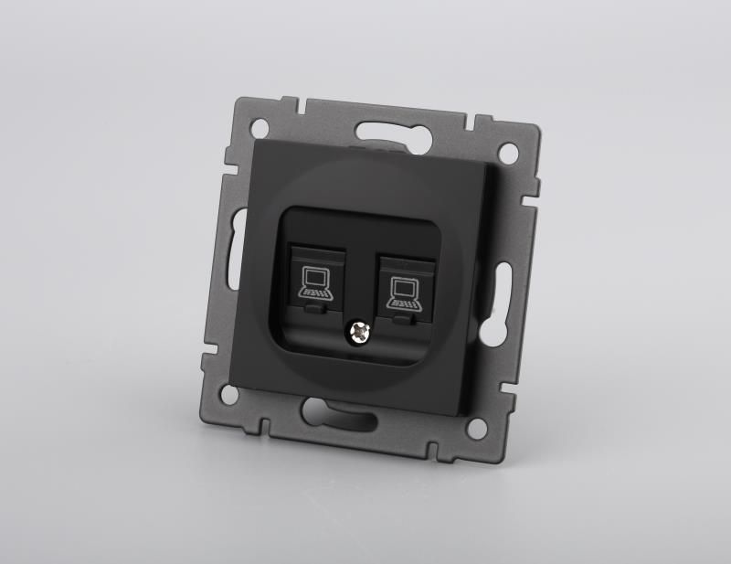 Механизм компьютерной розетки двойной Arlight SCT-MPC2-PL-BK-V (RJ-45, CAT6) 049853