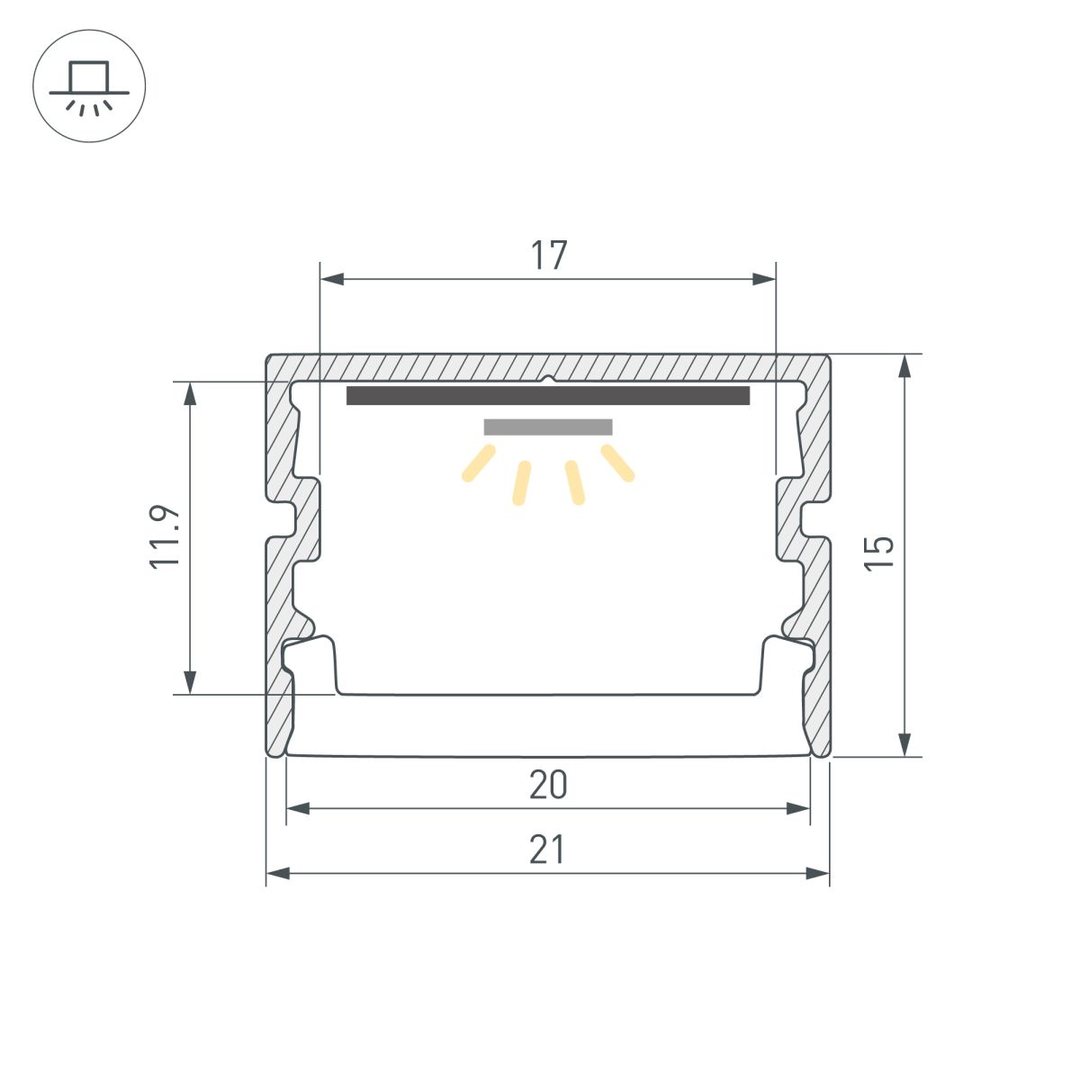 Профиль Arlight FANTOM-BENT-W21-TOP-2000 ANOD (Алюминий) 064493