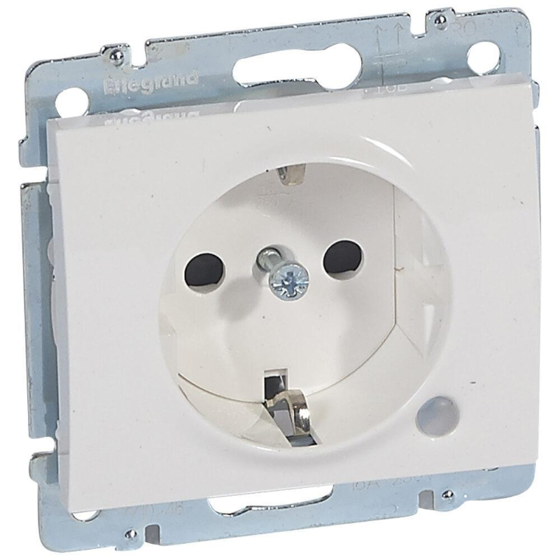Розетка 2К+З Legrand Galea Life 16A 250V с/з со шторками подсветкой белая 771048