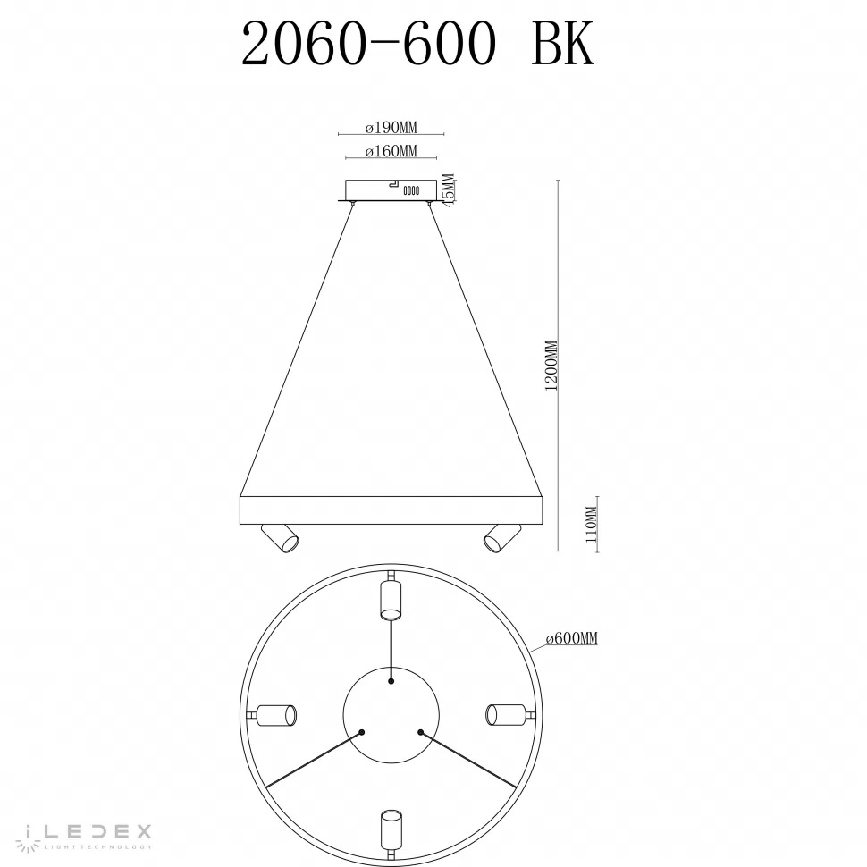 Подвесная люстра iLedex Vision 2060-D600 BK