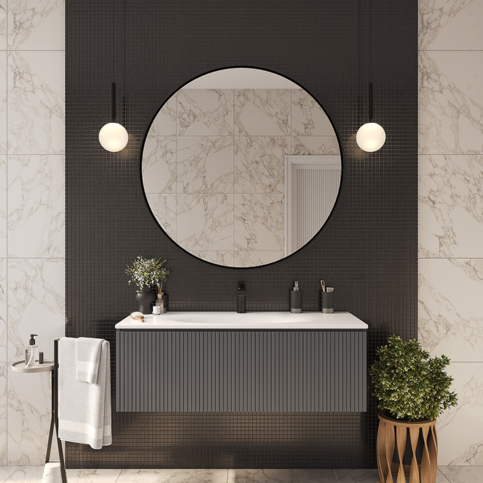 TW Shape комплект подвесной мебели 120х50см, с раковиной, с 1 выдвиж. ящиком с механизмом push-to-open, цвет: серый матовый RAL7016