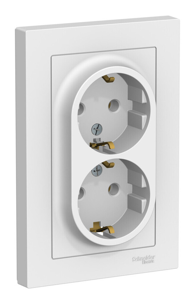 Розетка двойная с/з, 16А, в сборе Systeme Electric AtlasDesign Лотос ATN001324