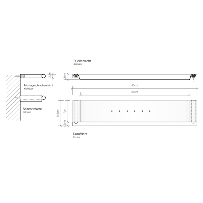 Decor Walther Mikado ABL40 Полочка 40x8.2см, подвесная, цвет: сталь матовая