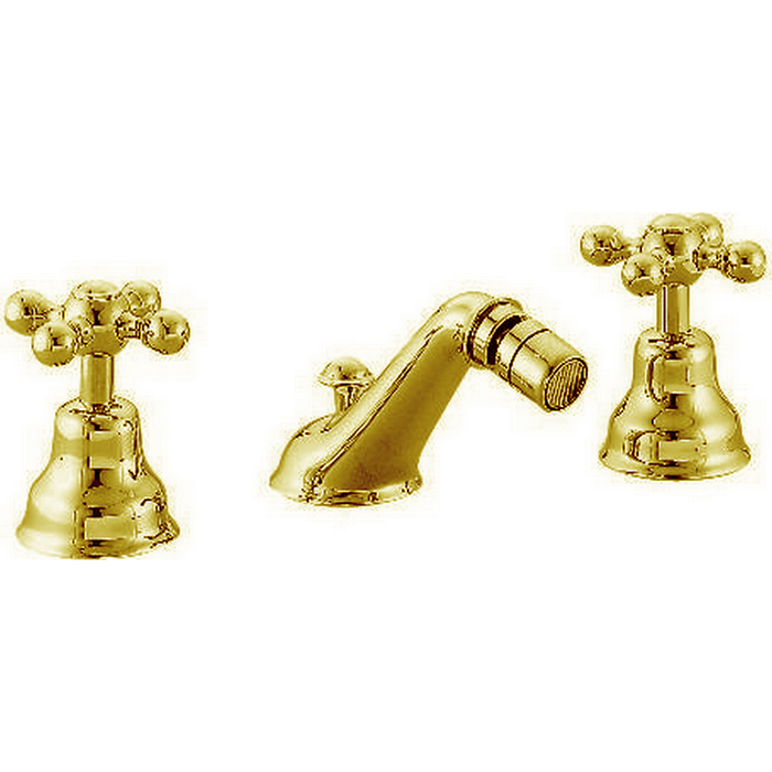 CISAL Arcana Ceramic Смеситель для биде на 3 отверстия с донным клапаном, цвет: золото
