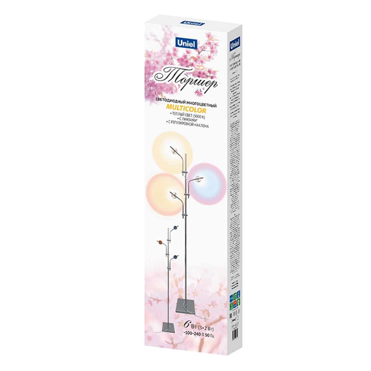 Торшер Uniel ULM-T641 3x2W/3000K CHROME MULTICOLOR UL-00012153
