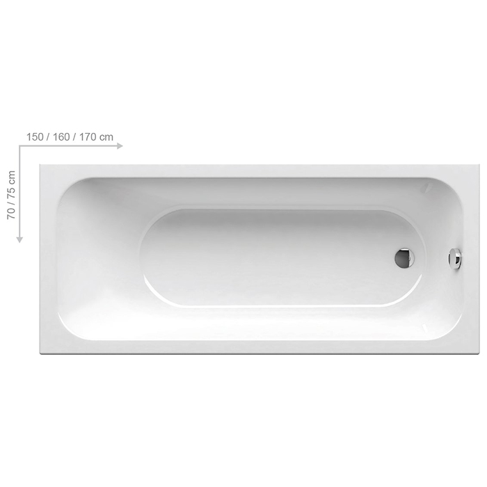 Ravak Chrome Slim Ванна 170х75см, встраиваемая, цвет: белый