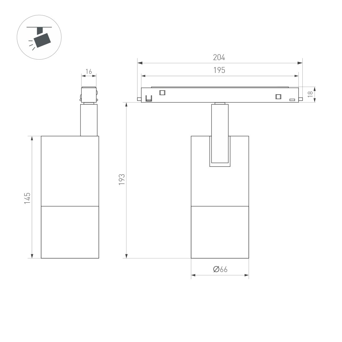 Трековый магнитный светильник Arlight MAG-ORIENT-SPOT-ZOOM-R65-15W Day4000 (Черный, 20-60 deg, 48V, DALI) (IP20 Металл) 048662(2)