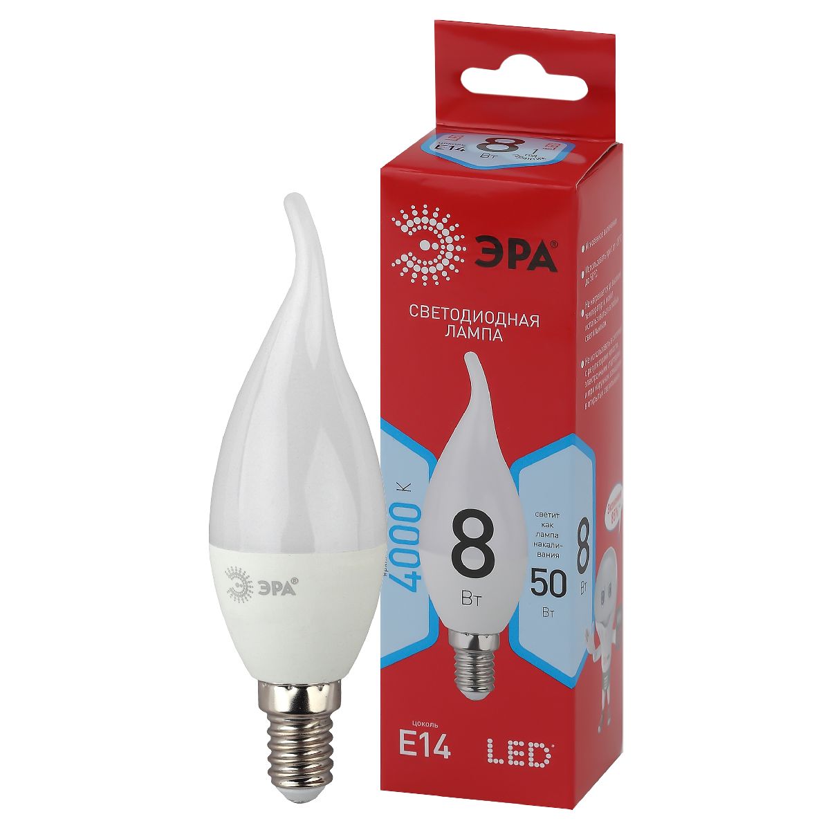 Лампа светодиодная Эра E14 8W 4000K LED BXS-8W-840-E14 R Б0051848