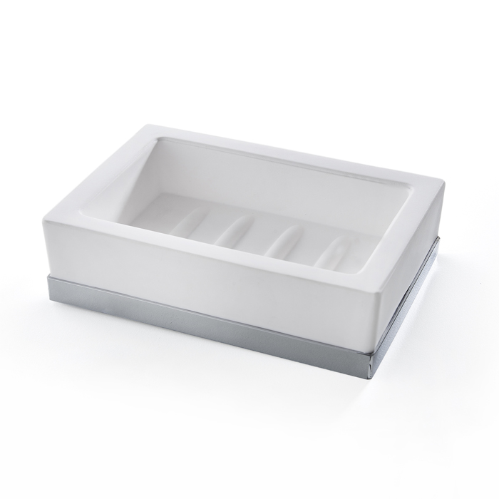 3SC Mood Deluxe White Мыльница настольная, композит Solid Surface, цвет: белый матовый/хром