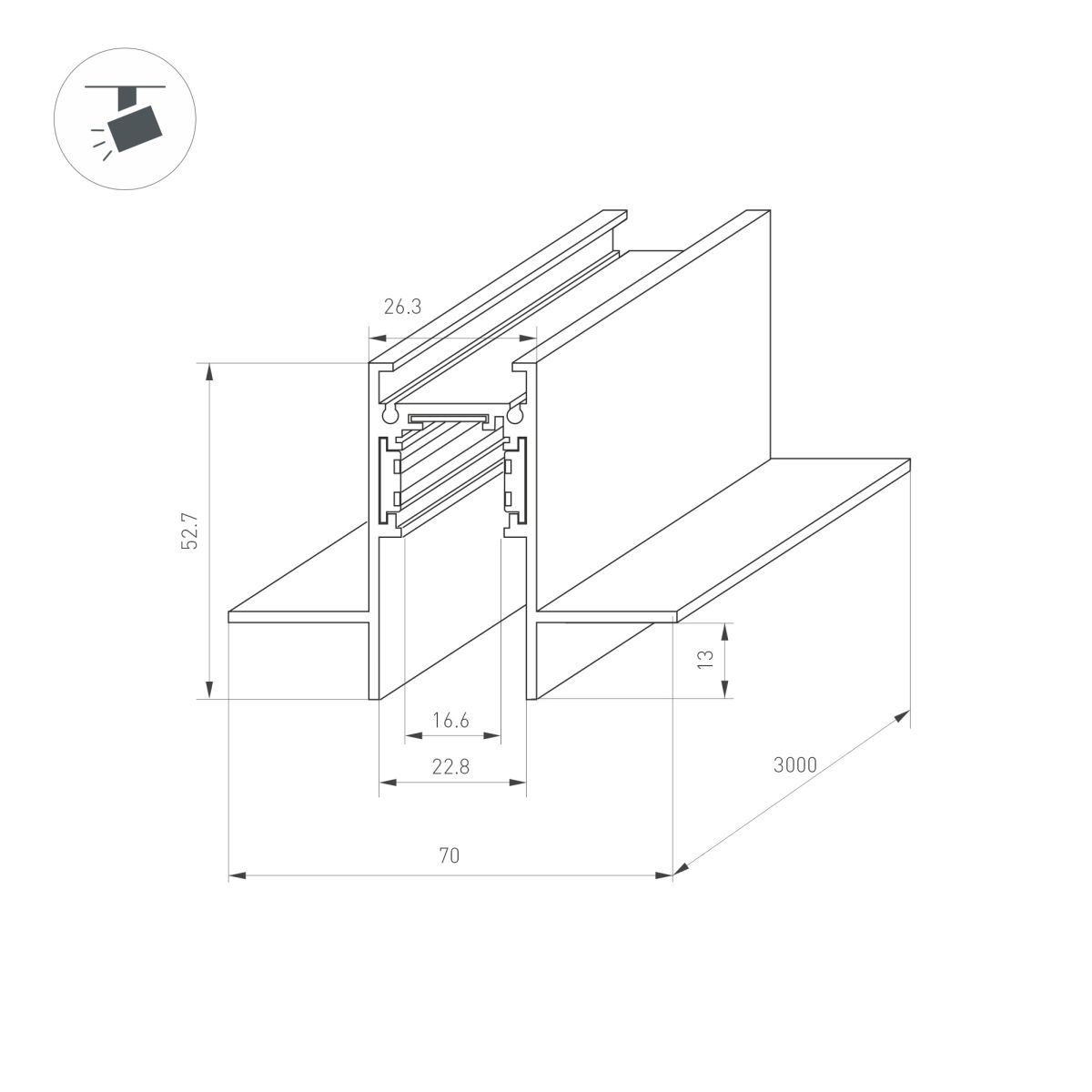 Шинопровод магнитный встраиваемый Arlight MAG-ORIENT-TRACK-2653-FDW-3000 (Белый, FLAT) (IP20 Металл) 045146
