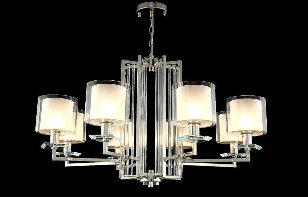 Подвесная люстра Crystal Lux Nicolas NICOLAS SP-PL8 NICKEL/WHITE