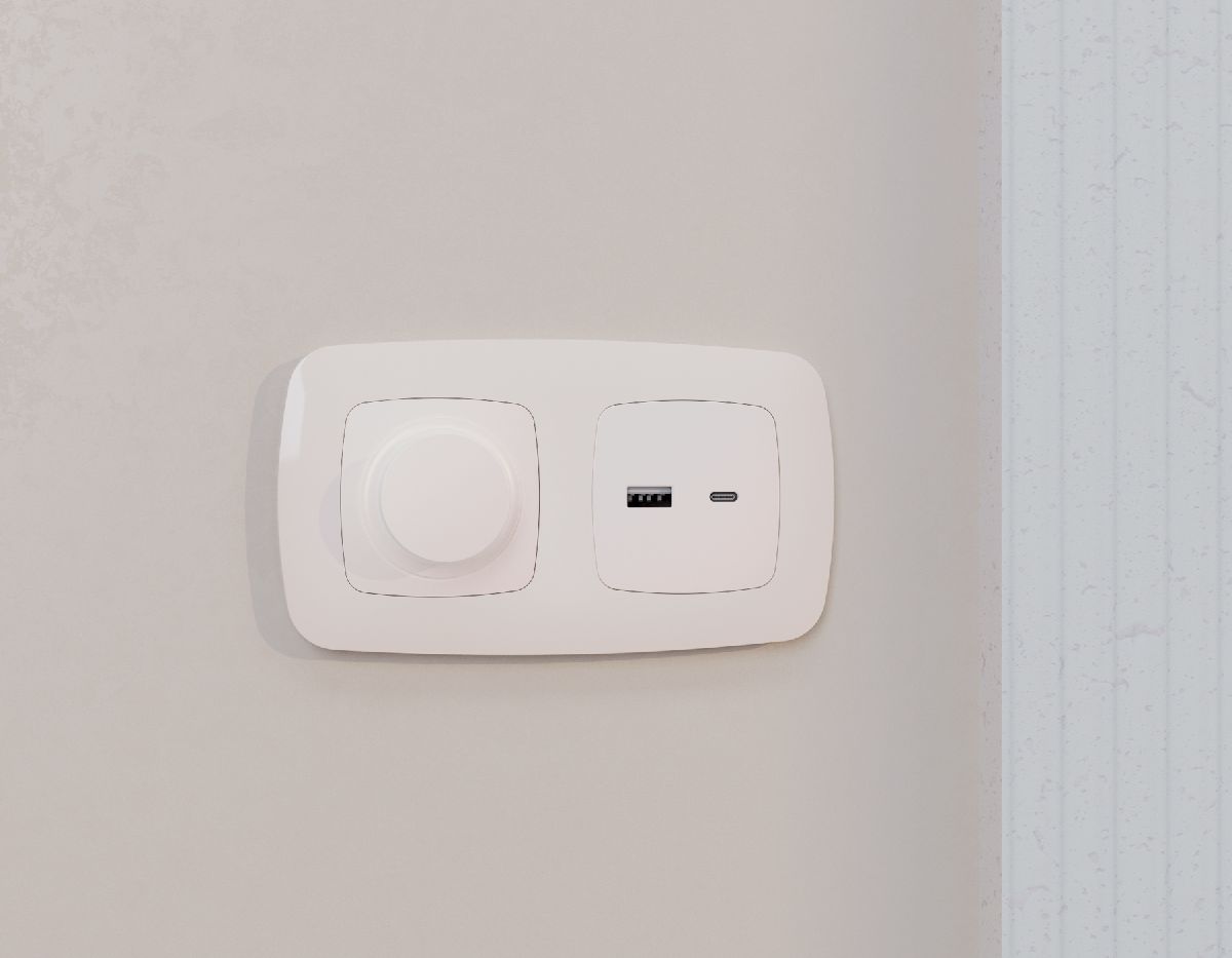 Лицевая панель для розетки 2USB тип A+C Ambrella Volt Omega OP2110