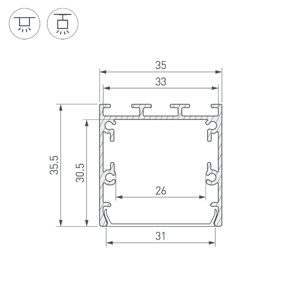 Алюминиевый профиль Arlight LINE-S-3535-2000 ANOD 041641