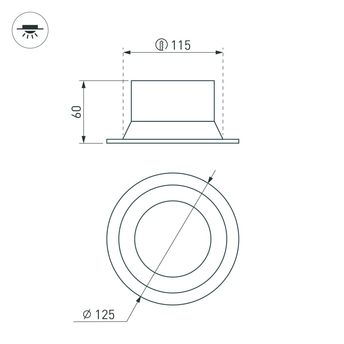 Встраиваемый светильник Arlight MS-BREEZE-BUILT-R125-16W Day4000 (BK, 85 deg, 230V) (IP20 Металл) 035614(1)