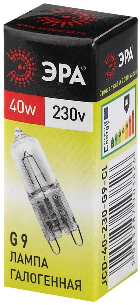 Лампа галогенная Эра G9 40W 3000K G9-JCD-40-230V-CL C0027378