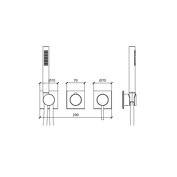 Almar Modular Смеситель для ванны, настенный, с ручным душем и шлангом, цвет: хром