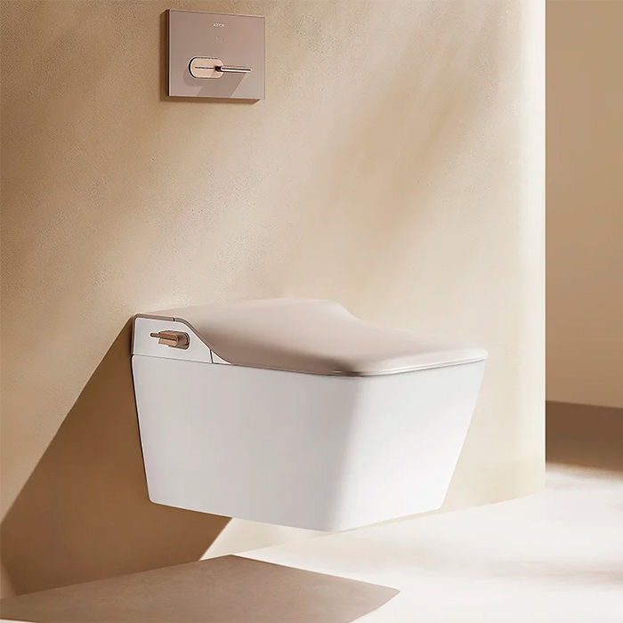 Arrow Glacier Унитаз Smart с функцией биде, 41x60см, подвесной, безободковый, клавиша смыва, EU, цвет: белый / бежевый