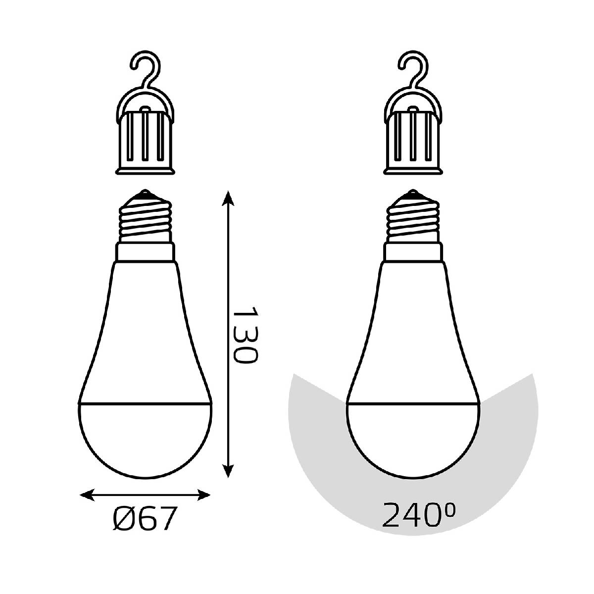 Лампа светодиодная аккумуляторная Gauss E27 10W 3000K матовая 102402100