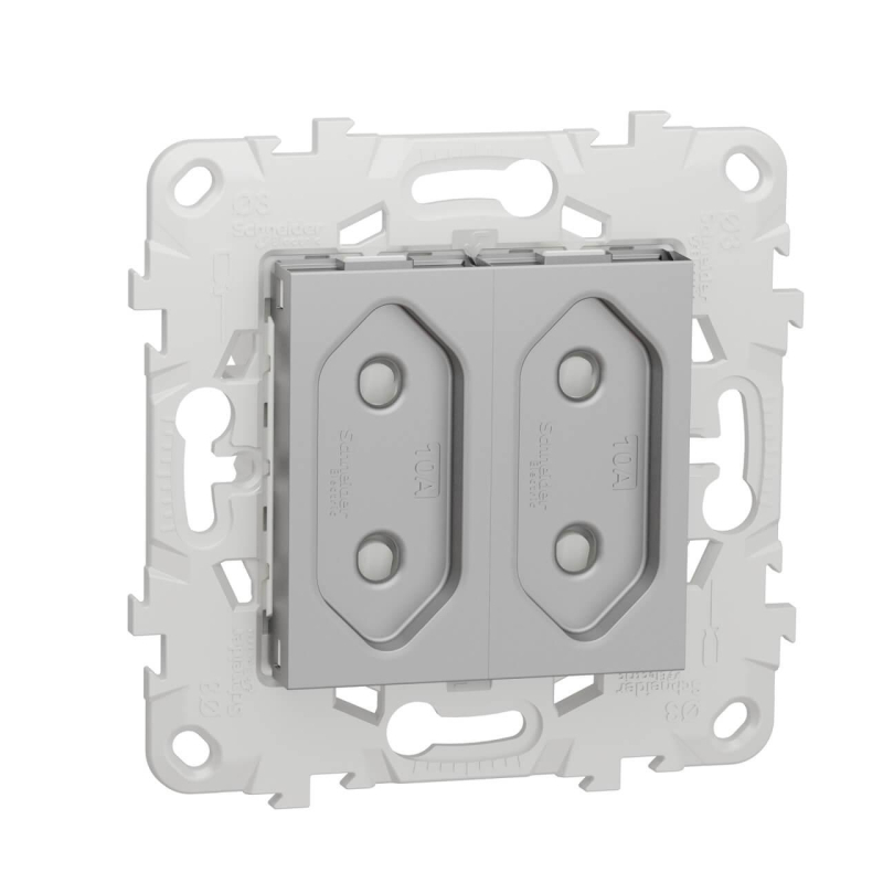 Розетка двойная Schneider Electric Unica New б/з со шторками NU503130