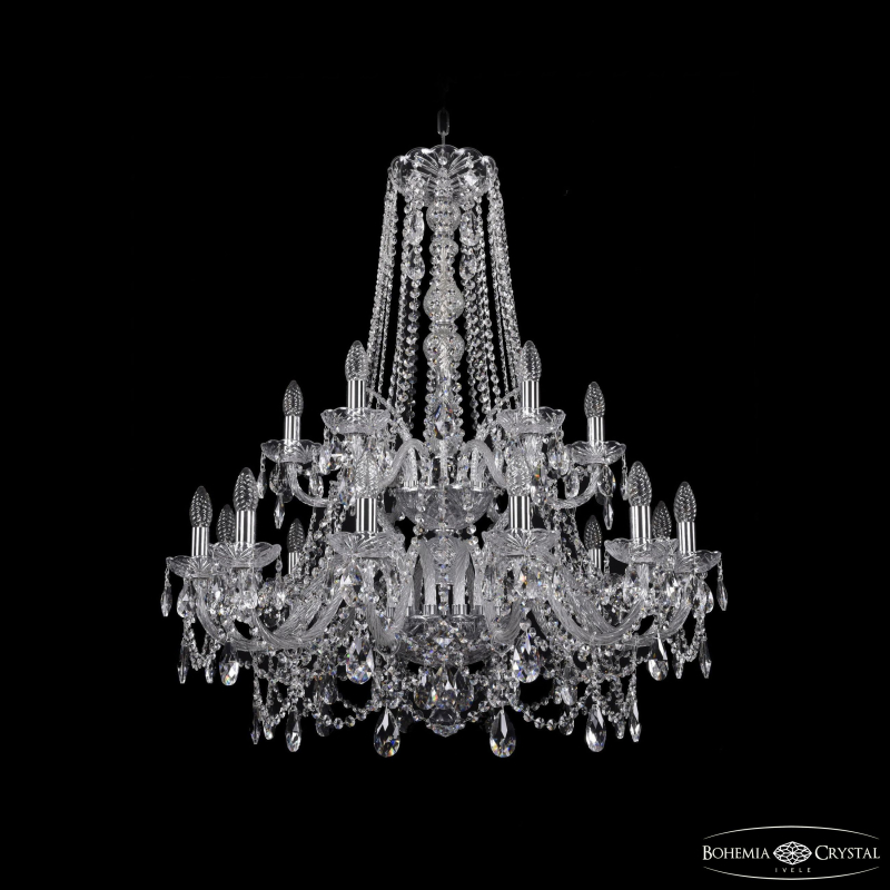 Подвесная люстра Bohemia Ivele Crystal 1411/12+6/300/h-93/2d Ni