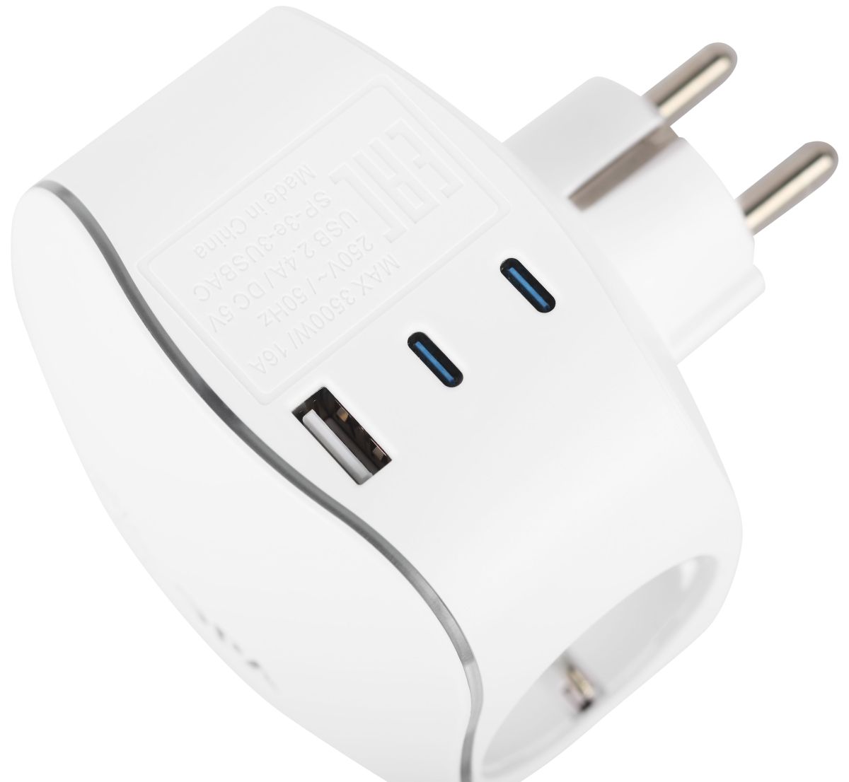 Разветвитель электрический ЭРА SP-3e-3USBAC-W на 3 розетки + 3 USB A+C с заземлением со шторками 16А белый Б0069081