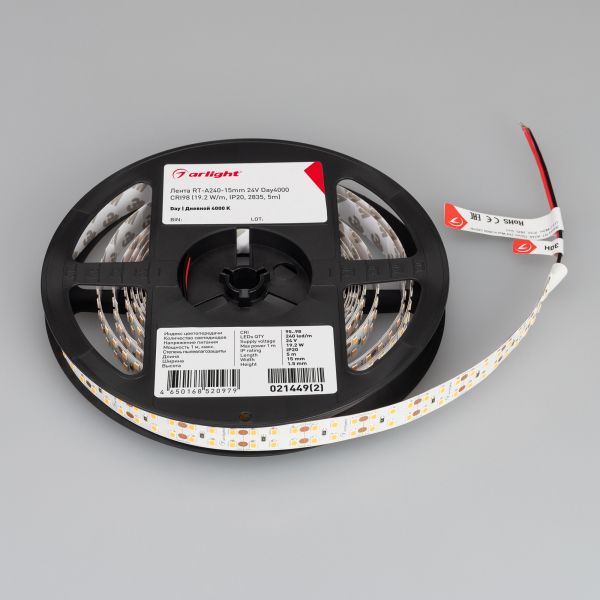 Светодиодная лента Arlight RT-A240-15mm 24V Day4000 CRI98 (19.2 W/m, IP20, 2835, 5m) 021449(2)