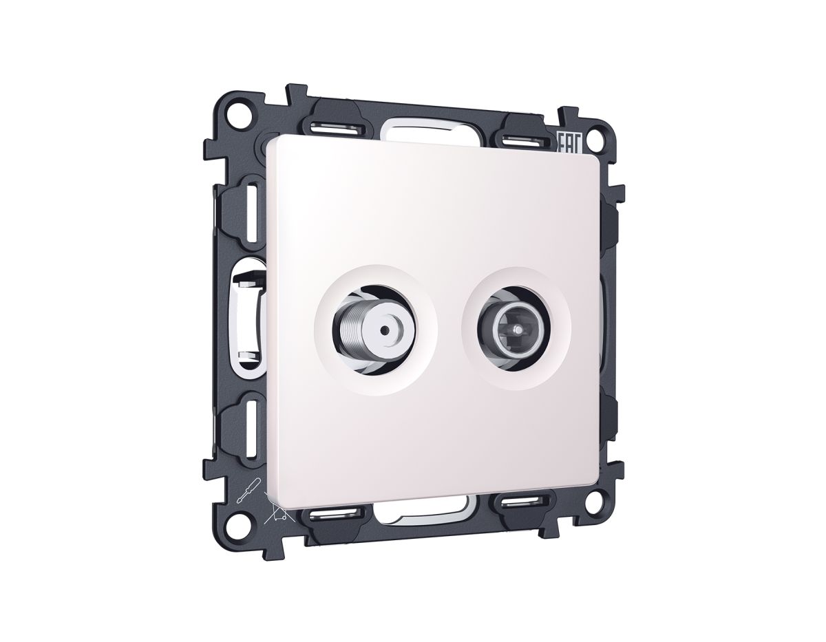 Комплект механизма розетки TV оконечной + SAT 5-862MHz 3.5dB/950-2150MHz 3.5dB Alfa Жемчуг Quant Ambrella Volt MA213310 (AP2133, VM217)