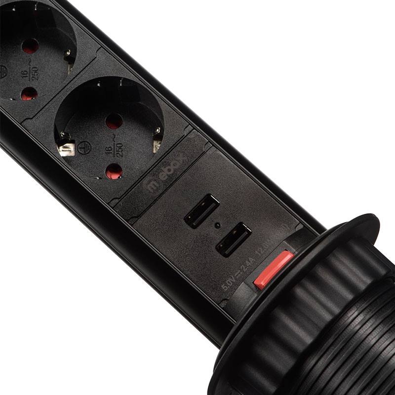 Блок розеток 105S (3 секции и 2 USB) Mebax 00-00000825