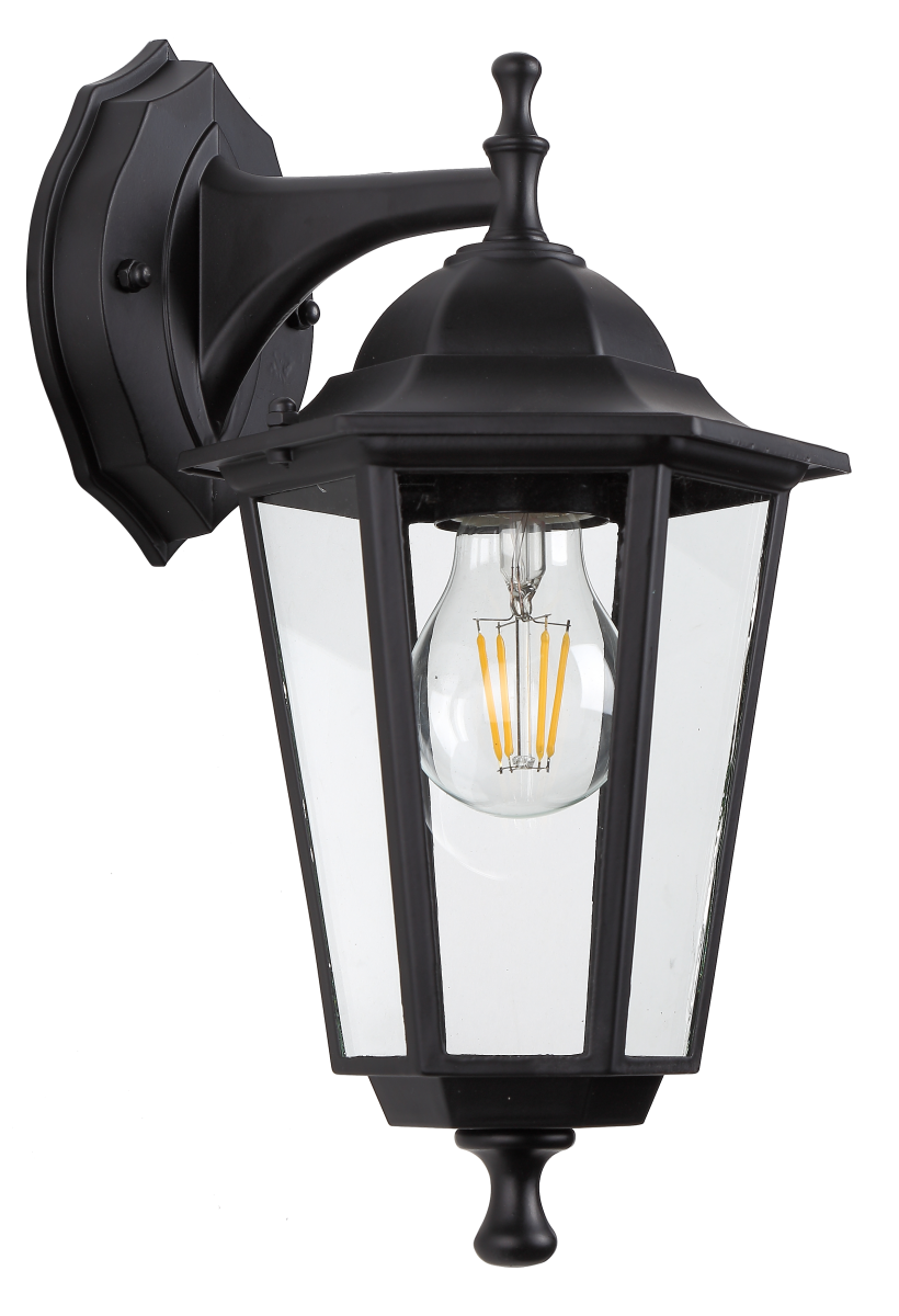 Уличный настенный светильник ЭРА Веледа GBW-104-1-BL-0360 230В Е27 IP54 чёрный вниз Б0071477