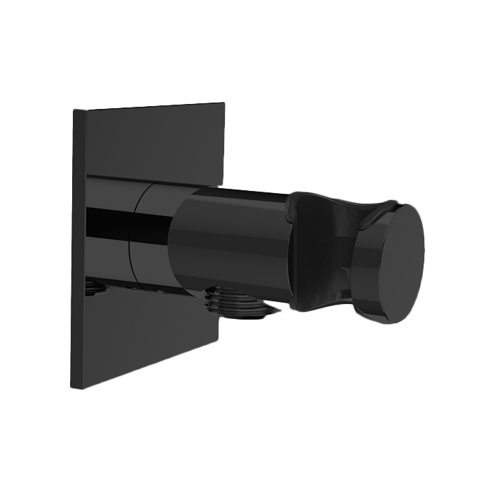 Almar Round Подключение для шланга с держателем, цвет: Absolute Black Brushed PVD