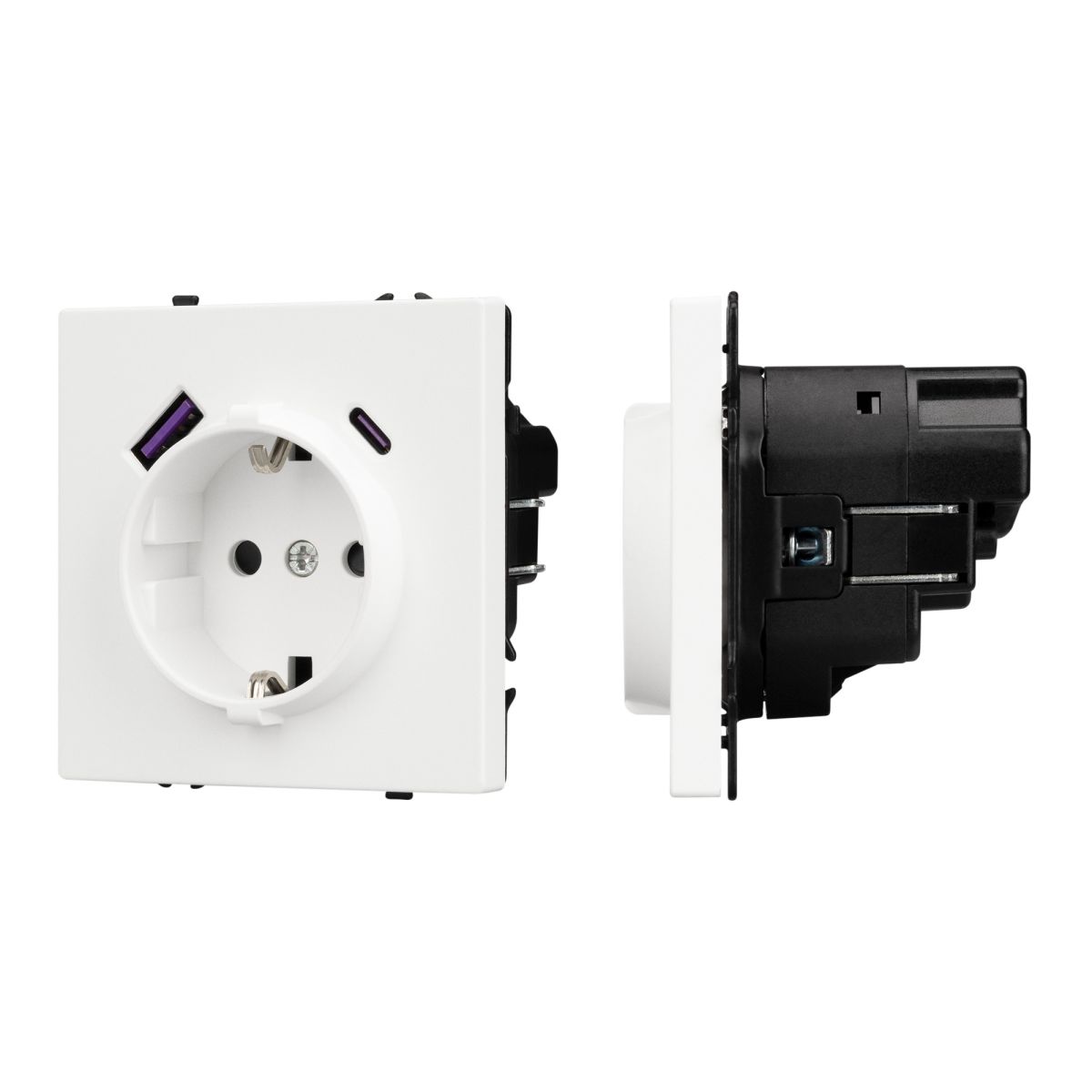 Механизм розетки с USB зарядкой Arlight SCT-NOBE-MUAC-SFPL-WH (230V, 16A) 054284
