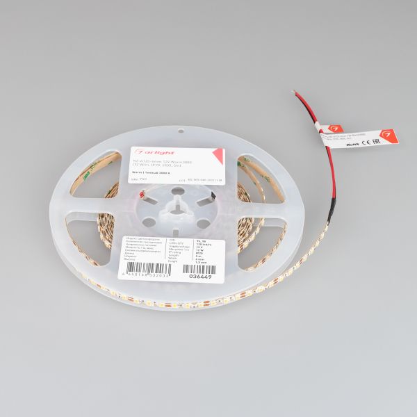 Светодиодная лента Arlight RZ-A120-6mm 12V Warm3000 (12 W/m, IP20, 2835, 5m) 036449