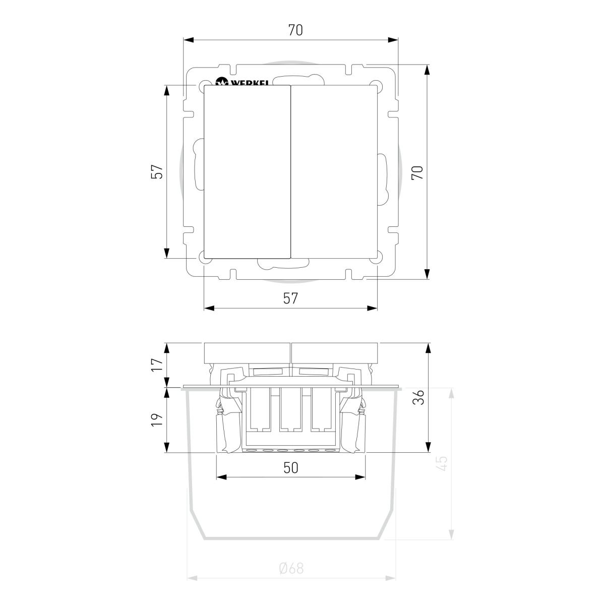 Выключатель двухклавишный проходной Werkel W1222004 4690389211928 a069458